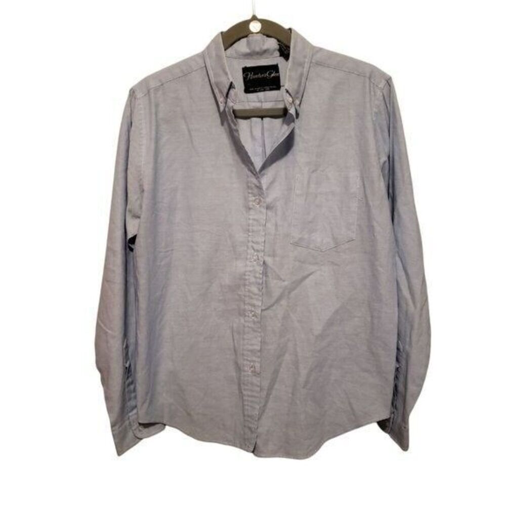 Hunters Glen Womens Sz 14 Blue  Solid Long Sleeve Button Down Blouse